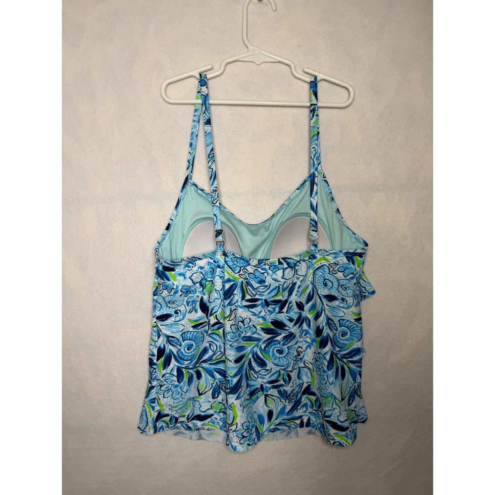 Stella Parker Collection Blue Green Floral Ruffle Tankini Top Swimwear‎ Medium - Picture 5 of 5